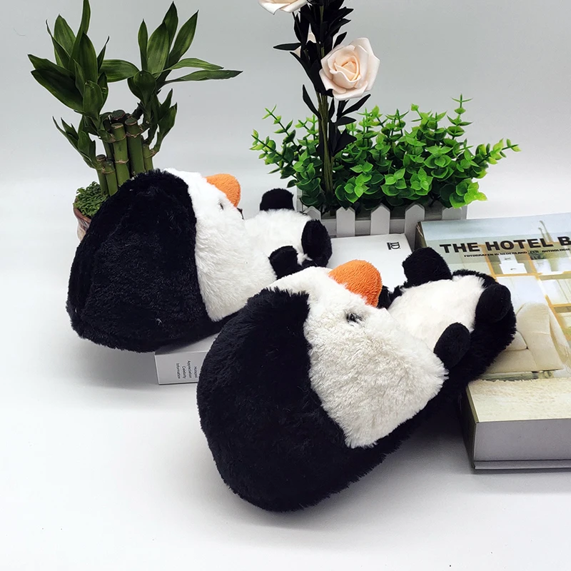 penguin indoor warm custom fur slippers Funny Gift shoes Unisex Custom slippers Home House Slipper Children men women winter