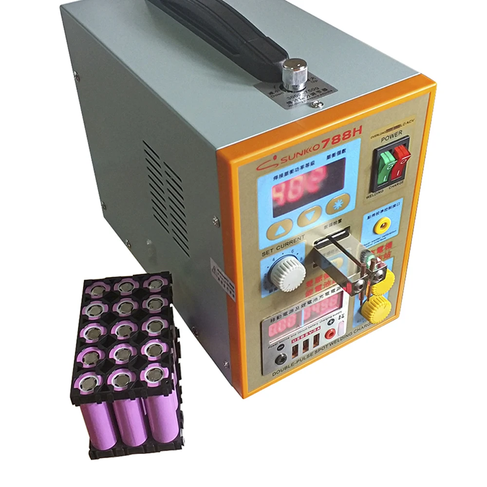 SUNKKO 788H usb battery spot welding machine LED light lithium battery test USB charging 18650 battery pack welding