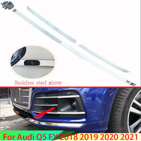 For Audi Q5 FY 2018 2019 2020 Stainless steel mirror Before The Bar Bumper Cover Shield Trim Molding Lower Grille Car Styling
