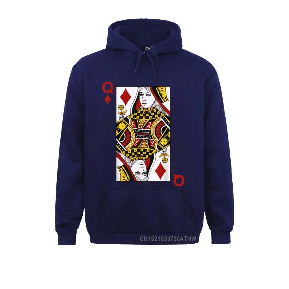 2021 Korting Heren Mannen Sweatshirts Koningin Van Diamant Blackjack Kaarten Poker 21 Q Hoodies Lange Mouw Kappen Normale