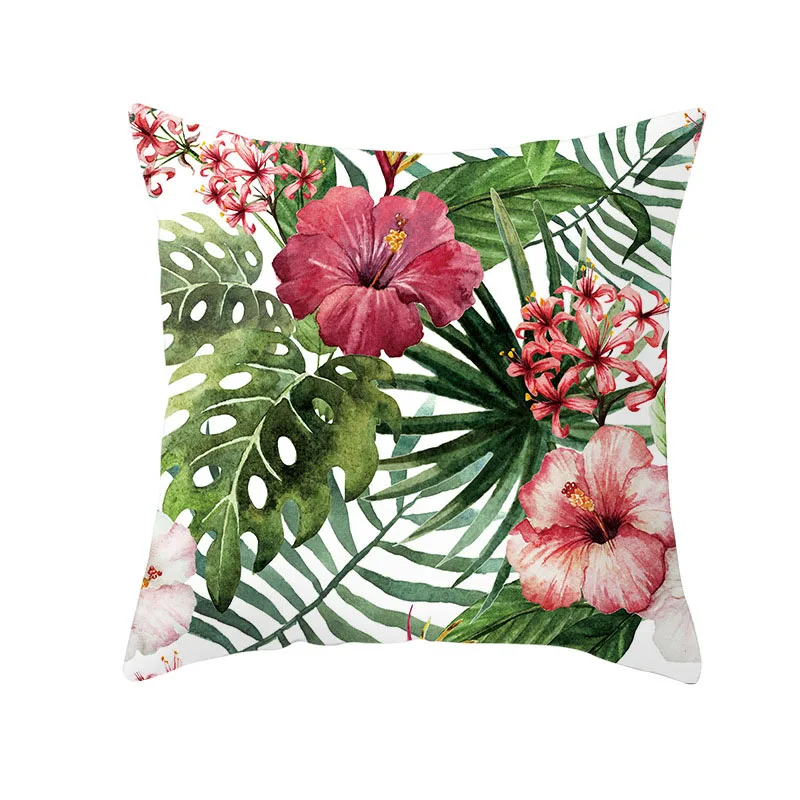Tropical Plants Cushion Cover Summer Green Leaves Tropical Plants Pillow Case Home Textiles Decorative Pillowcase Cushion Cover
