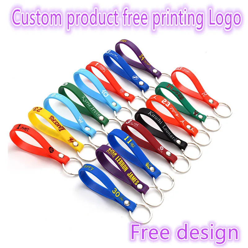 100PCS Custom Product Key Chains silicone bracelets wristbands for events Activities for Competition  Concert Free Printing Logo