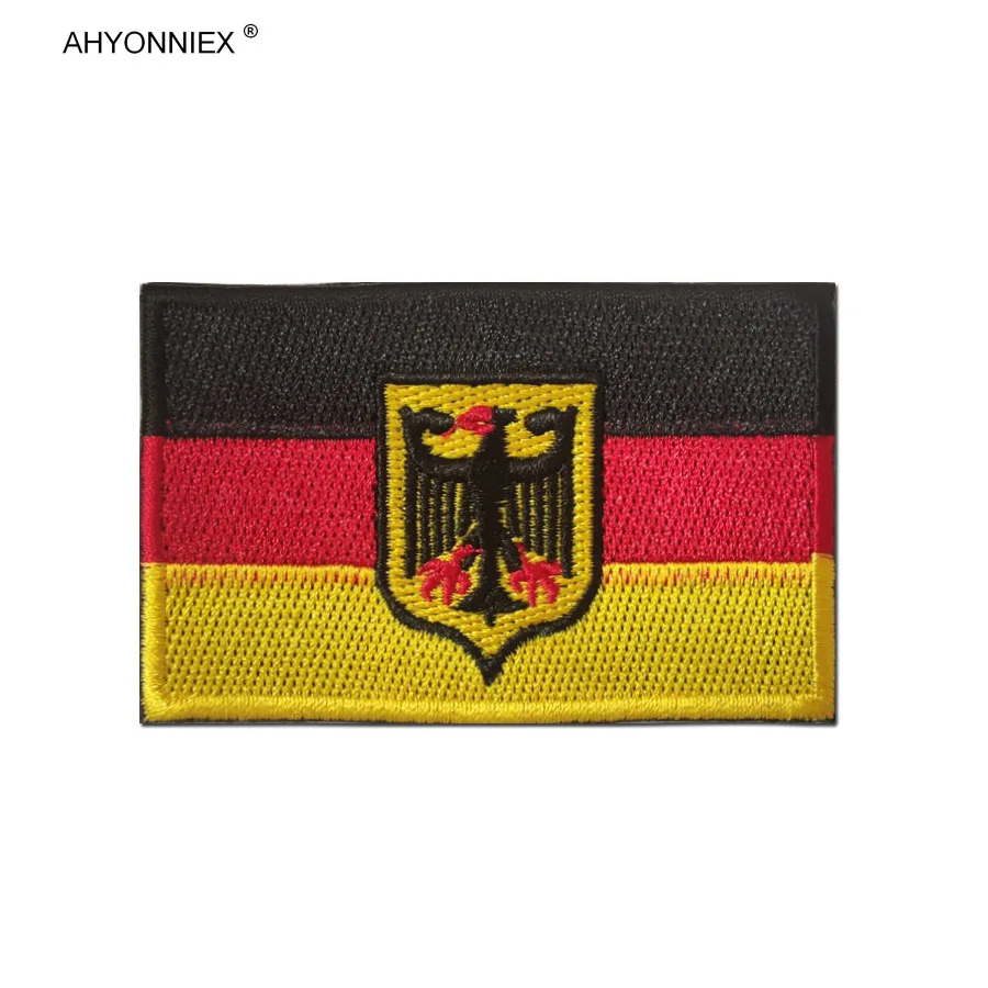 AHYONNIEX 1 PC Germany Embroidery Flag Patch Hook Devil Felt Morale Pack With Sticker Badge Armband Military Tactical DIY