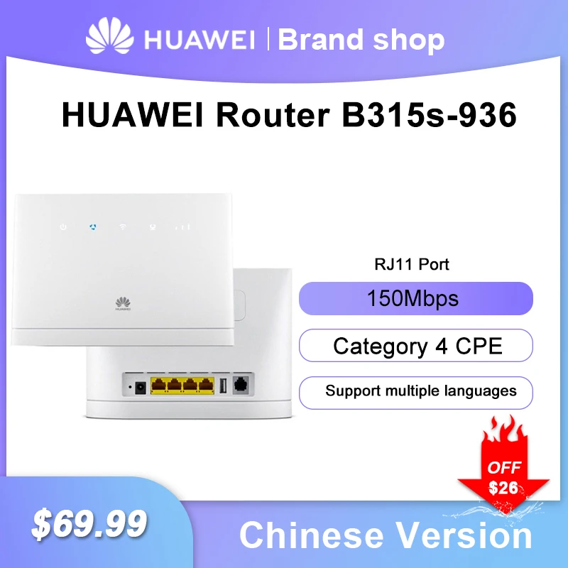 

Unlocked HUAWEI LET CPE Router B315s-936 wireless modem 4g wifi router with sim card Category 4 RJ11 Port mobile hotspot router