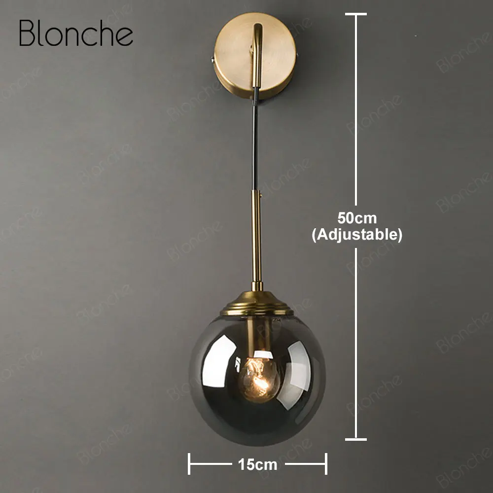 Imagem -03 - Nórdico Moderno Lâmpada de Parede Vidro Ouro Metal Arandela Quarto Cabeceira Luminárias Banheiro Led Espelho Luz Decoração Industrial