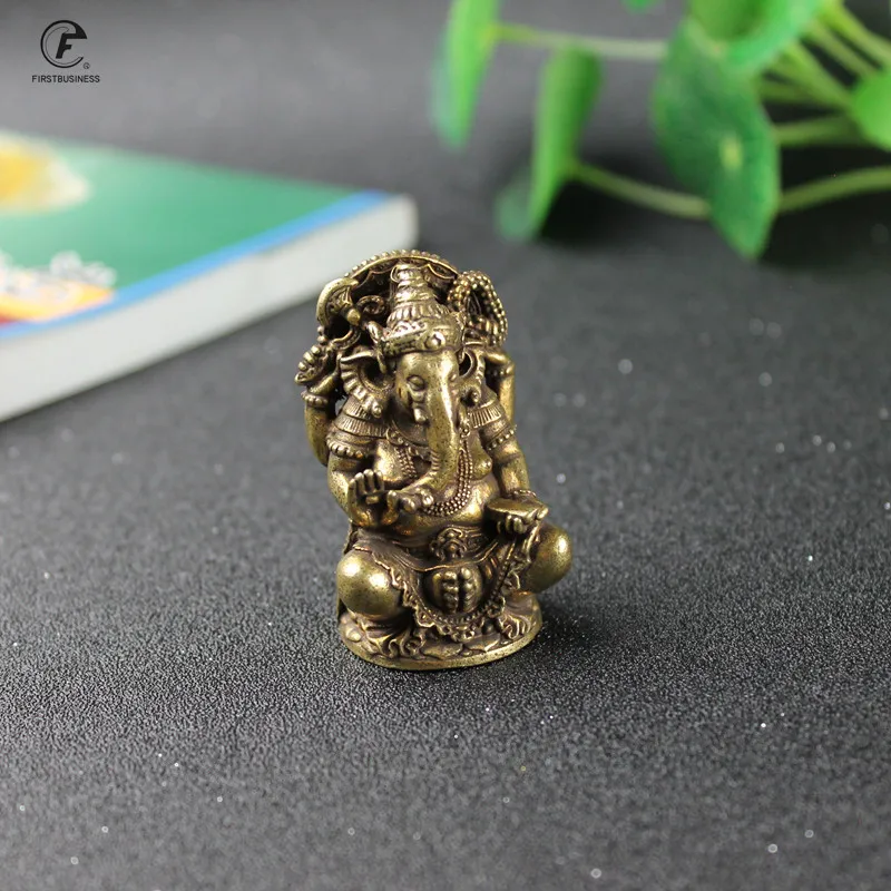 Gold Lord Ganesha Buddhas Statue Elephant God Sculptures Ganesh Figurines Pure Copper Home Garden Buddha Decoration Model Gift