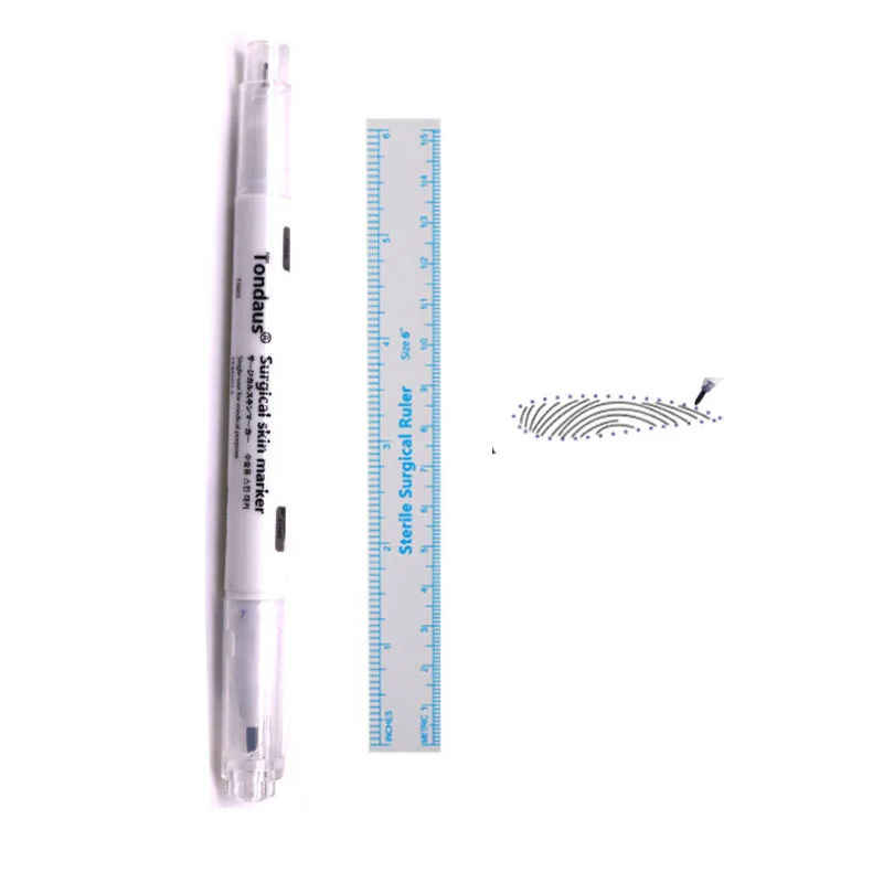 1 Pc Microblading SKIN MARKER Pen Sterile Permanent Makeup RULER Tattoo Piercing Skin Marker Positioning Body