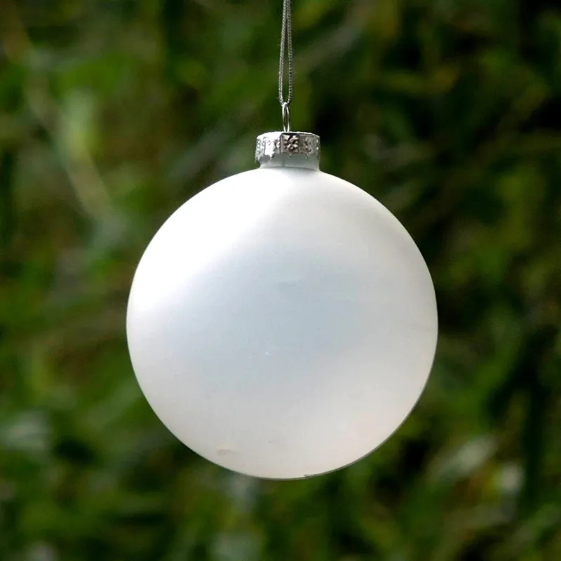 12pcs/pack Diameter=8cm Small Size Matte White Series Christmas Day Glass Globe Handmade Lamp Blown Festival Wedding Pendant