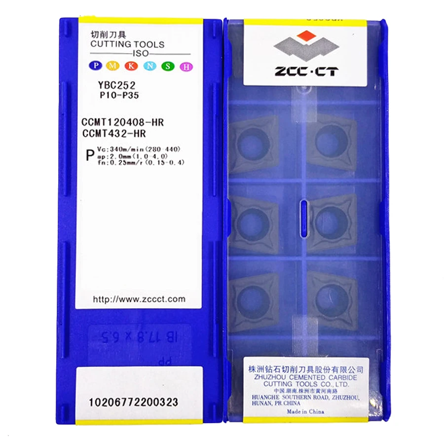 

100% Original ZCC.CT CCMT09T304-HR YBC252/CCMT09T308-HR YBC252/CCMT120408-HR YBC252/CCMT120412-HR YBC252 Carbide Inserts 10Pcs