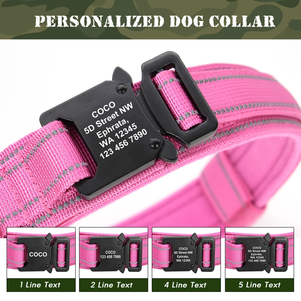 Coleira tática personalizada para cães, coleira militar de nylon para animais de estimação com alça de controle rápido para caminhadas de cães grandes