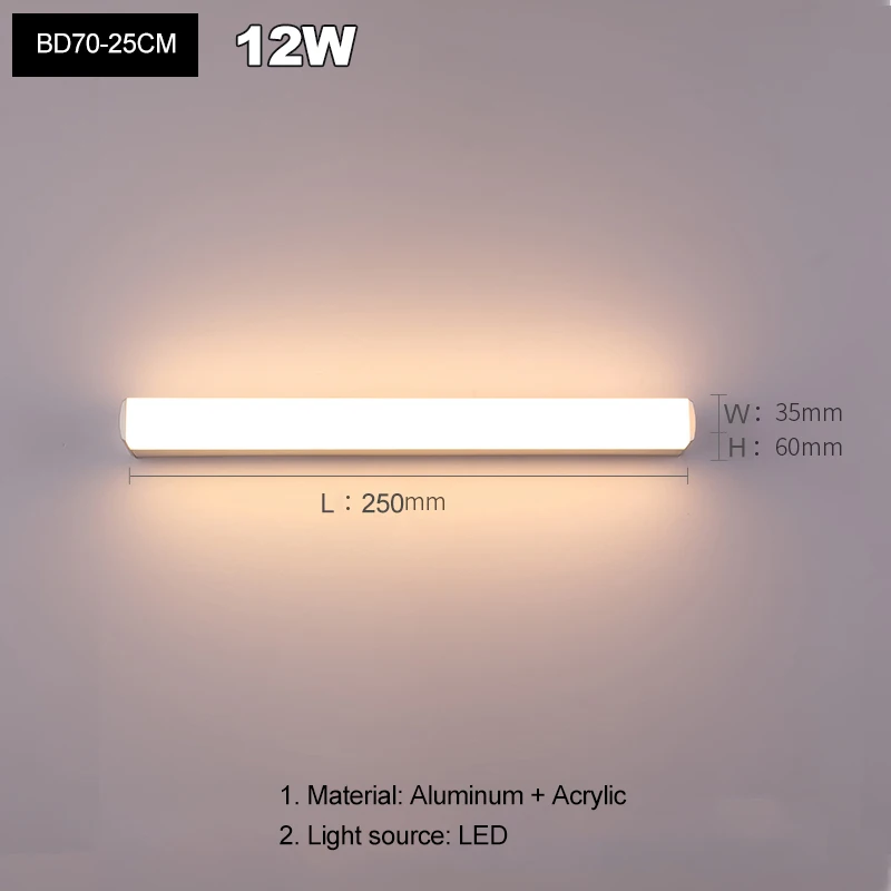 BANMENG Moderne Einfachheit, Mode, LED-Wandleuchte, Spiegel, feuchtigkeitsbeständig, beschlagfrei, Beleuchtungskörper, Innenbadezimmer, Schlafzimmer, Acryl-Wandlampen 9