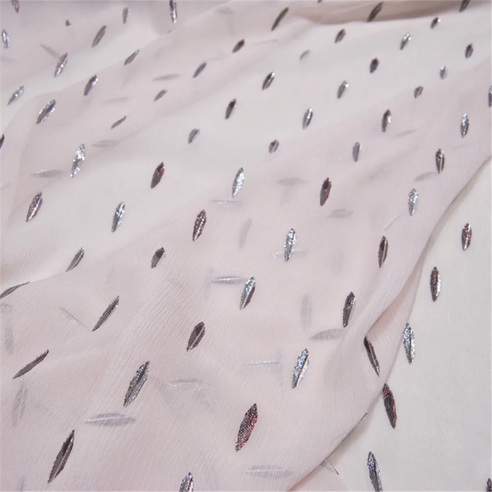 Cute Light Pink Color New Silk Metallic Jacquard Fabric for Girl Holiday Dress Decoration 2023