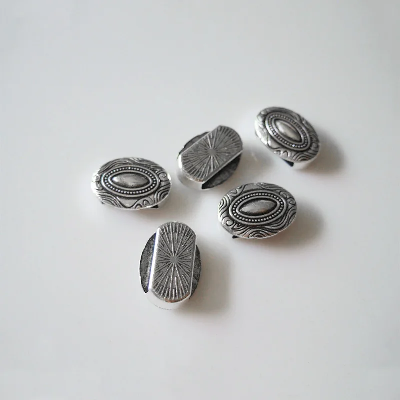 10pcs Oval Slider Spacer Beads Bracelet Findings for 10mm Flat Leather Cord  Bracelet Accessories