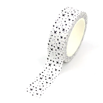 NOVO 1 unidade. Decorativo bonito preto e branco mais pontos em branco washi fitas diy scrapbooking planejador adesivo fita adesiva papeleria
