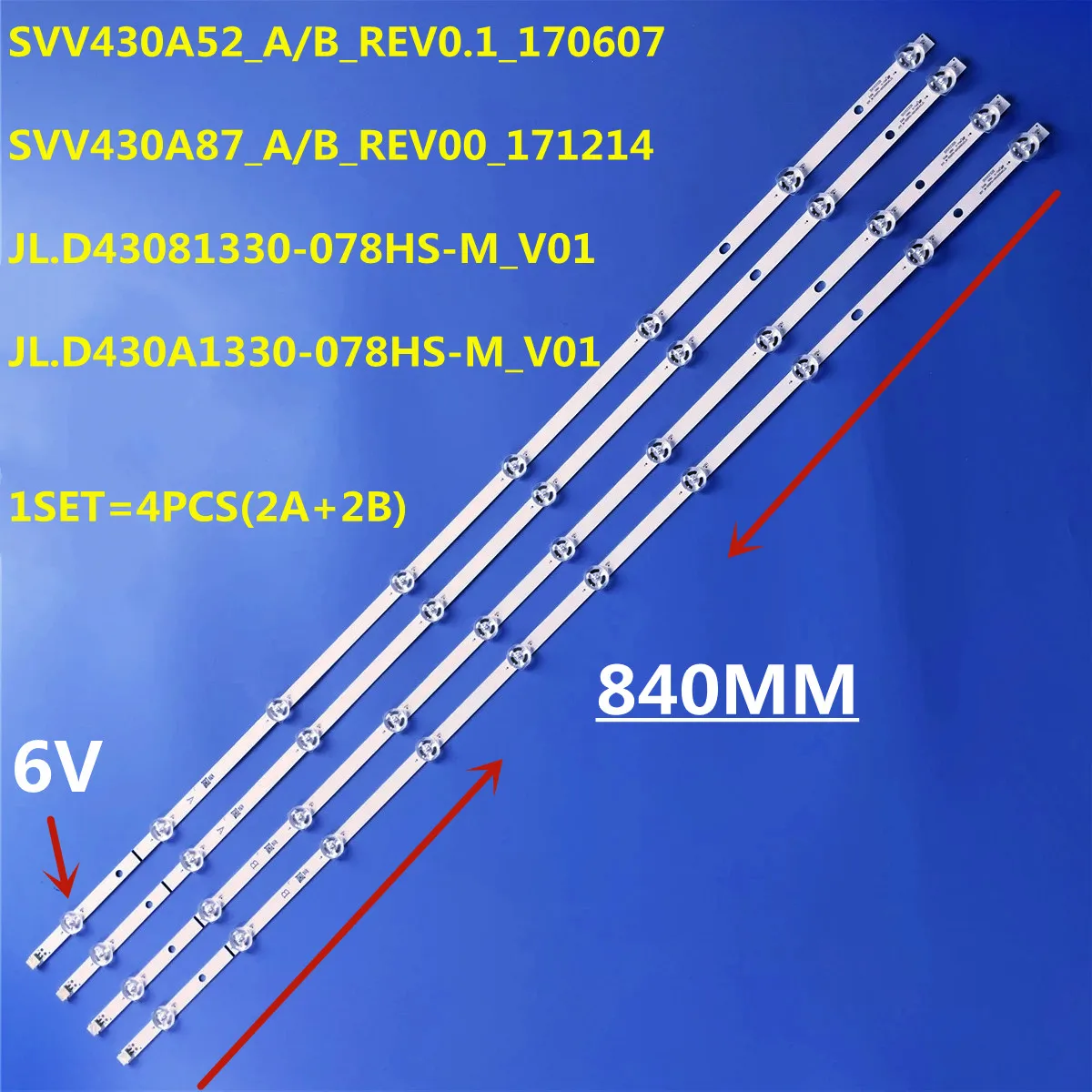 ベステル用ledストリップライト43350-aタイプbsvv430a78jld43081330-078hs-m-tx-43fx555b-8-105