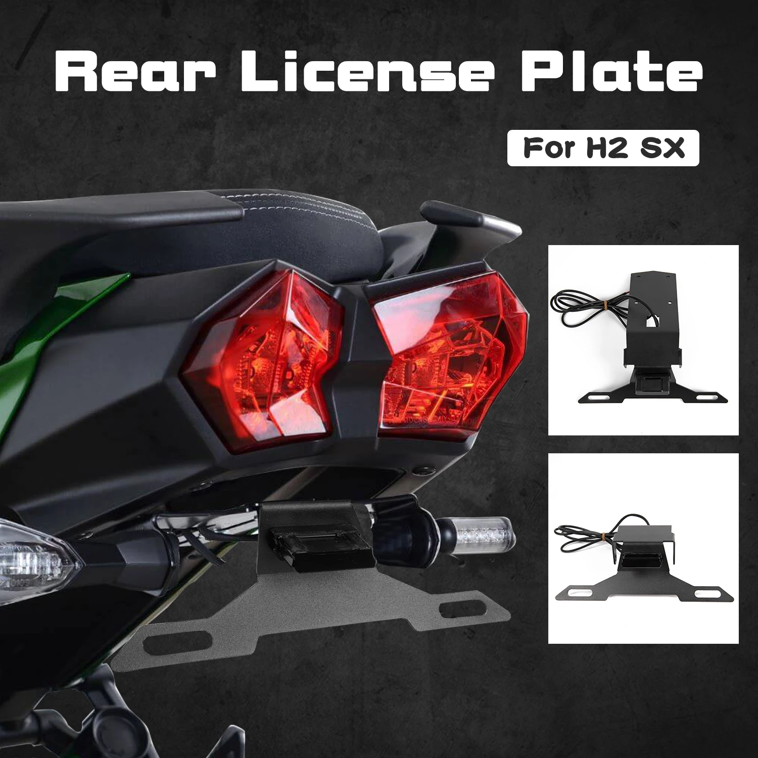 

Motorcycle Tail Tidy Fender Eliminator Number License Plate Holder Bracket Mount with LED Light For Kawasaki H2 SX 2021 2020 19