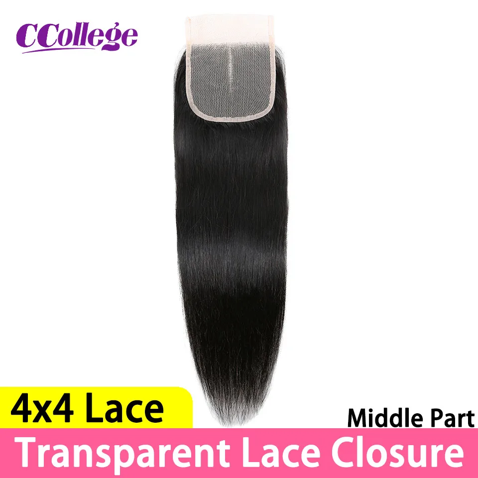 Straight Hair Transparent Lace Frontal Closure Only Natural Brazilian Human Hair Middle Part 4x4 Lace Closure 13x4 Lace Frontal