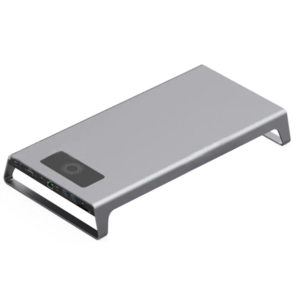 Imagem -02 - Alumínio Monitor Stand Docking Station Usb c Hub 4k Hdmi Vga tf Card Carga sem Fio Laptop Office Game