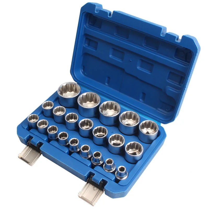 21-Piece Set Of 12-Point Plum Blossom Socket Set 1/2 Inch Big Fly Socket Head 8-36mm Specification Plum Blossom Socket Head NEW