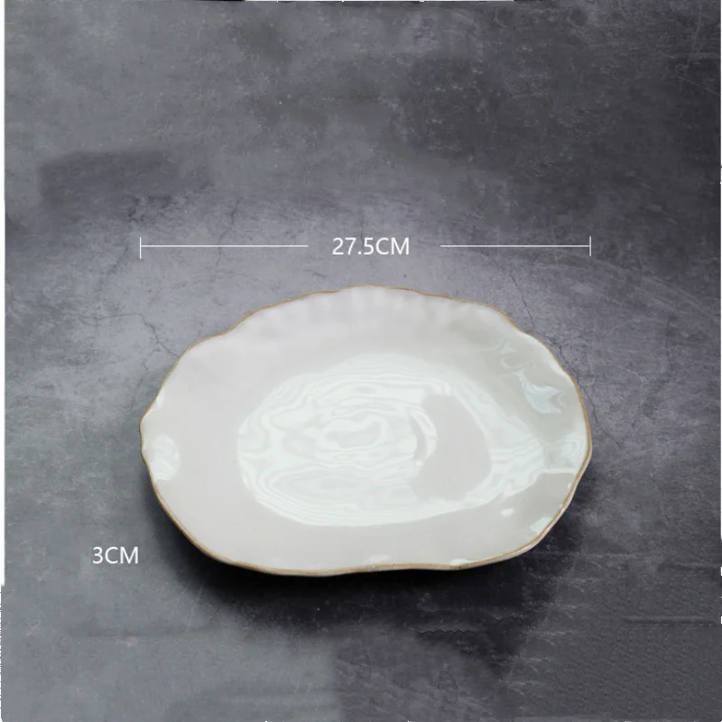 Nordic Ceramic Tableware Irregular Rice Bowl Salad Plate Spice Bowl Flat Plate Tableware Home Hotel Supplies Bowl Plate Set