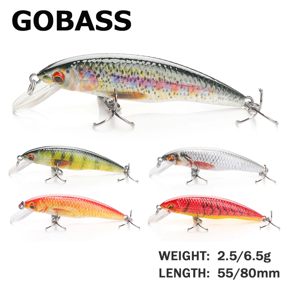 GOBASS Jerkbait polowanie przynęta wędkarska woblery na przynętę na szczupaka Minnow Crankbait sztuczne wędkowanie szczupak twarde przynęty na sprzęt basowy