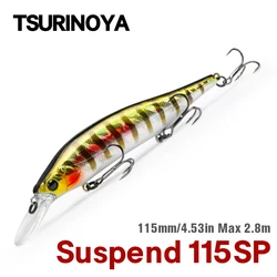 TSURINOYA 115SP 미노우 저크 베이트 오로라 115mm 17.2g 인공 텅스텐 웨이트 시스템 하드 베이츠 롱 캐스팅 워 블러