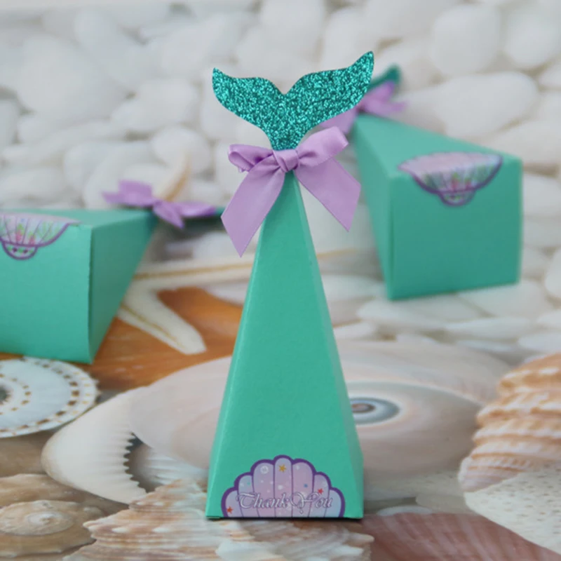 50pcs Mermaid Laser Cut Candy Box Gift Box DIY Kids Boxes Baby Shower Guest Party Favor Christmas Birthday Wedding Decoration