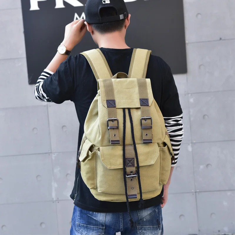 

2021 Street Rucksack Unisex Backpack Retro Leisure Travel Bag Large Capacity School Bag Travel Bag Canvas Backpack Men Sac FM-01