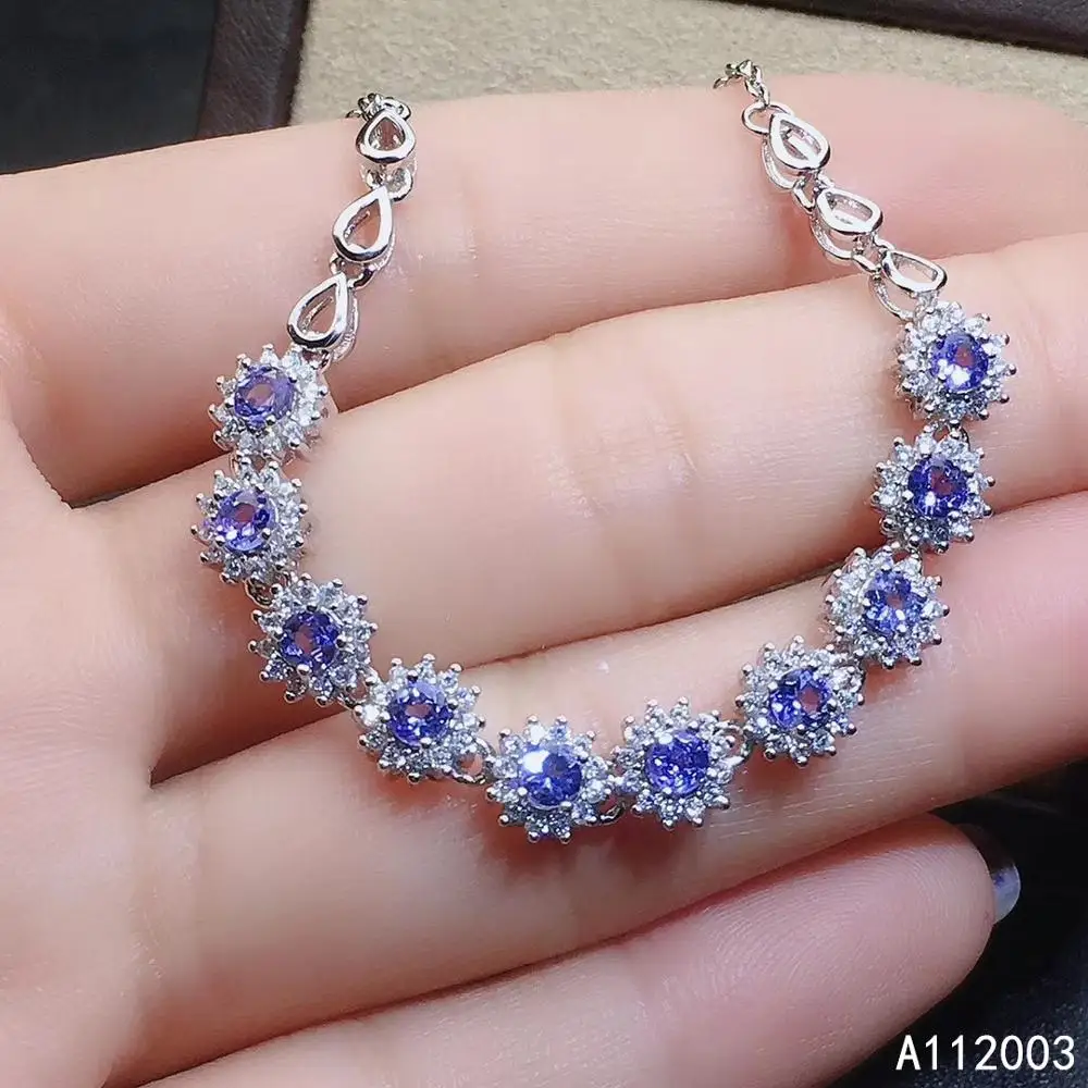 

KJJEAXCMY Fine Jewelry 925 Sterling Silver inlaid Tanzanite women hand bracelet luxury support detection