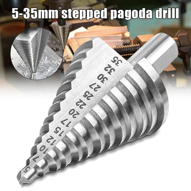 HSS Step Drill Fits in any Drill Chuck, Tapered Drill, Peeling for Metal, Wood, Plastics, In Stock, 5-35mm