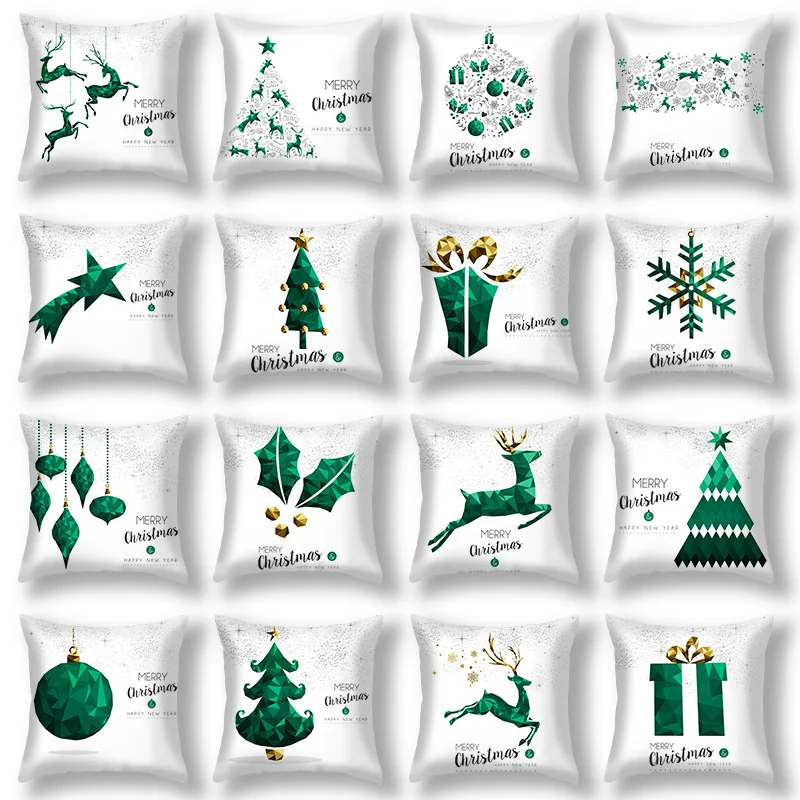 45cm Merry Christmas Cushion Cover Decoration Throw Pillowcase For Home Xmas Noel Ornament 2022 Navidad Party Happy New Year