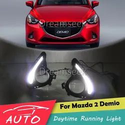 DRL For Mazda 2 Demio 2015 2016 LED Car Daytime Running Light Relay Waterproof Driving Fog Day Lamp Daylight