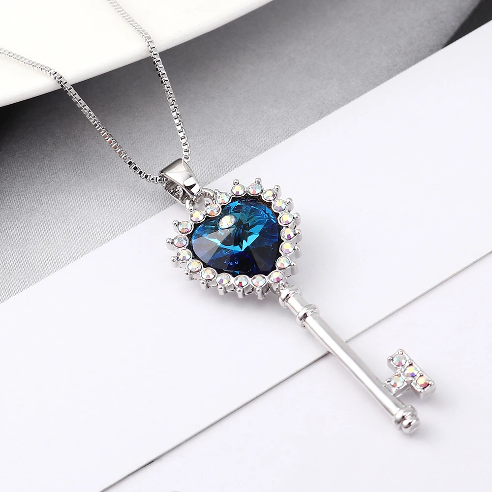 BAFFIN-collares con colgante de llave en forma de corazón para mujer, cristales de Austria, joyería romántica, compromiso, boda, cumpleaños, navidad