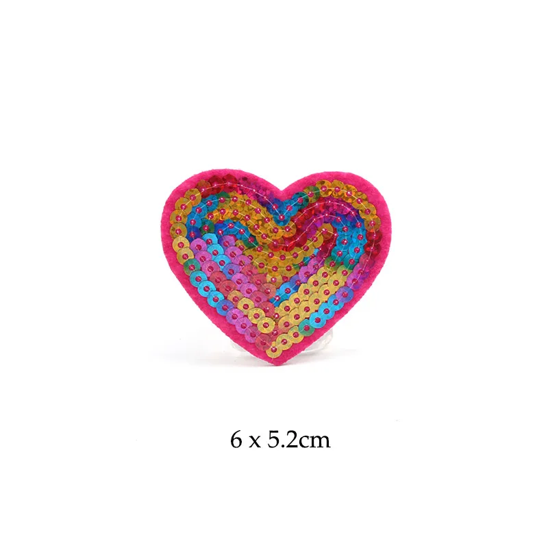 1Pc Sequin Heart Patch Iron on Clothing Red Black colorful Sticker for Clothes Jeans Appliques Coat Pants Badge Sewing Patches