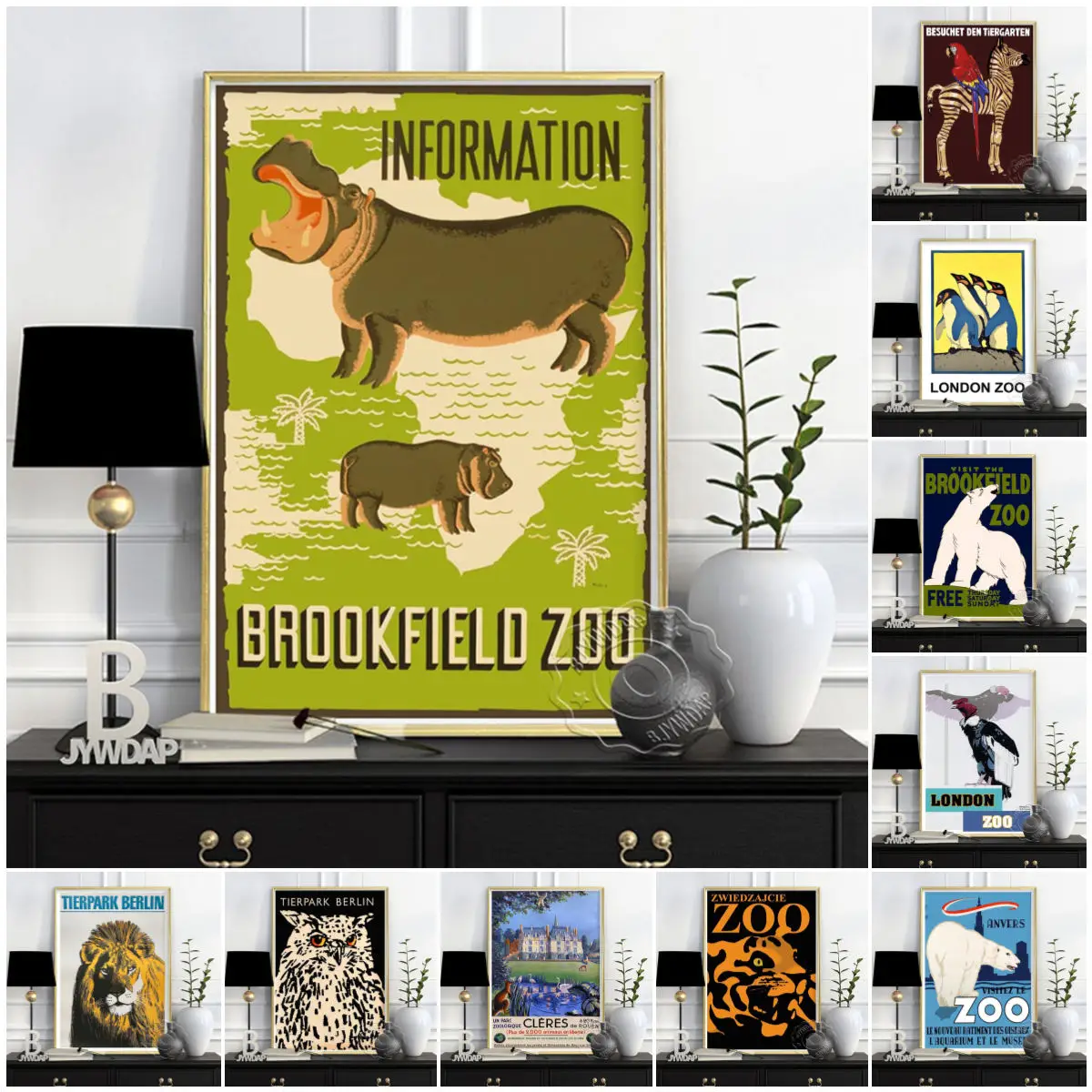 

Tierpark Berlin London Brookfield World City Zoo Posters and Prints Animal Lion Bear Wall Art Pictures Kids Room Bedroom Decor