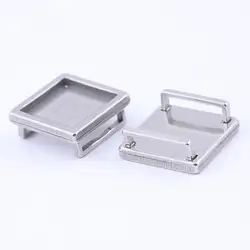 10pcs Fit 12mm 20mm Square Slider Cabochon Spacer Base Setting Trays Stainless Steel Leather Bracelet Connector Bezel Blanks