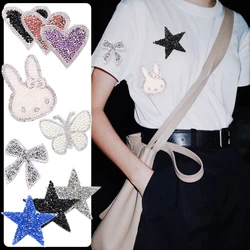 5 pezzi Hotfix Star Patch Clear strass perle ferro su Applique Patch cucito a mano per abbigliamento borsa decorazioni con strass