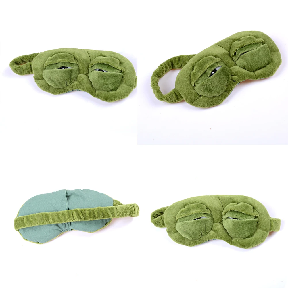 Funny Creative Pepe the Frog Sad Frog 3D Eye Mask Cover Cartoon Plush Sleeping Mask Cute Anime Gift 1pcs