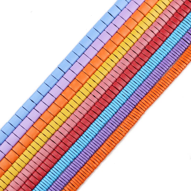 5x5/5x2/5x1mm blau, grün, lila, rosa zwei Loch quadratischen Hämatit Naturstein Abstand halter lose Perlen für Schmuck herstellung DIY Armbänder