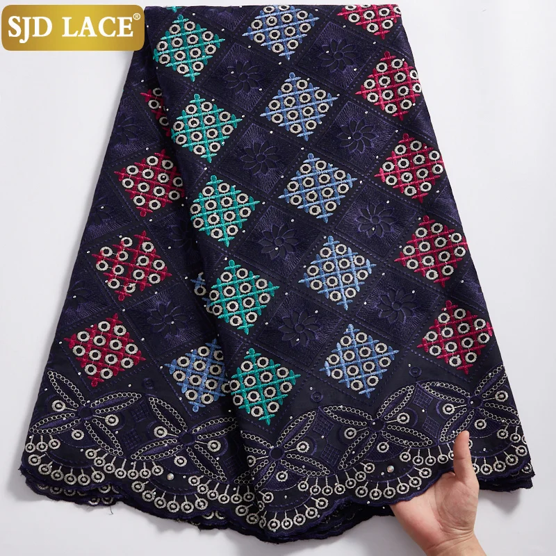 

SJD LACE Clearance Dubai Cotton With Stones 2024 African Dry Lace Fabric Nigerian Swiss Voile Lace For Women Wedding Dress A2333