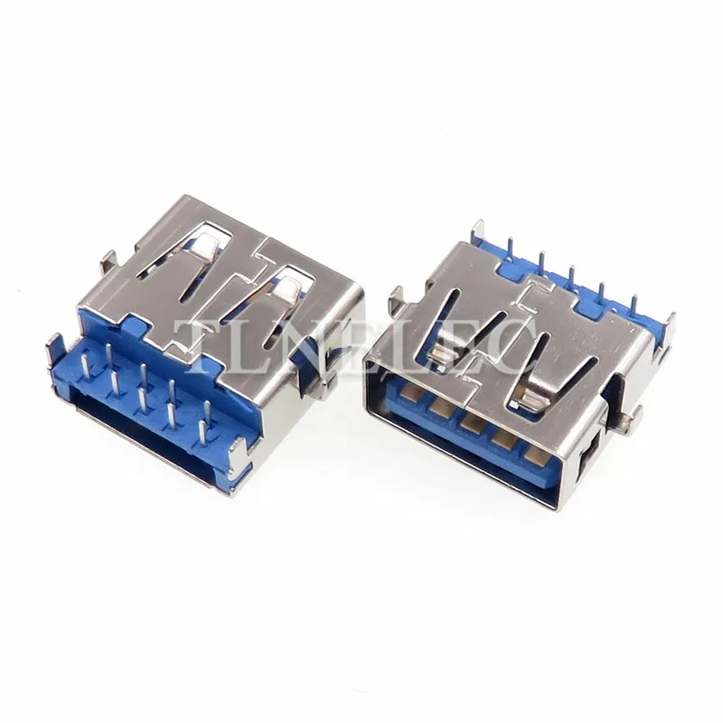 5pcs Type A USB 3.0 High Temperature Resistance Plug Interface Connector 9 Pins Flat Edge Insert Port Socket Blue Plastic Core