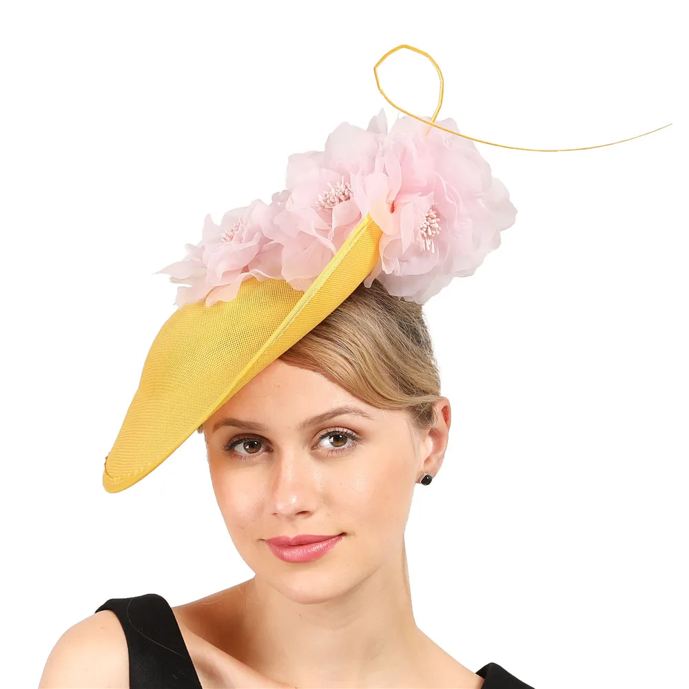 Generous Women Grey Millinery Fascinators With Fancy Flowers Hat Accessories Ladies Big Derby Headwear Headbands Fashion Fedora