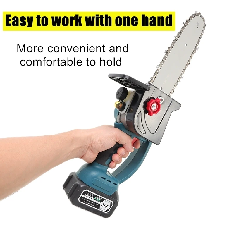 8 Inch 88V Rechargeable Electric Saw Chainsaw 1200W Brushless Motor with 2 Batteries Woodworking Cutter Tool For Makita Battery