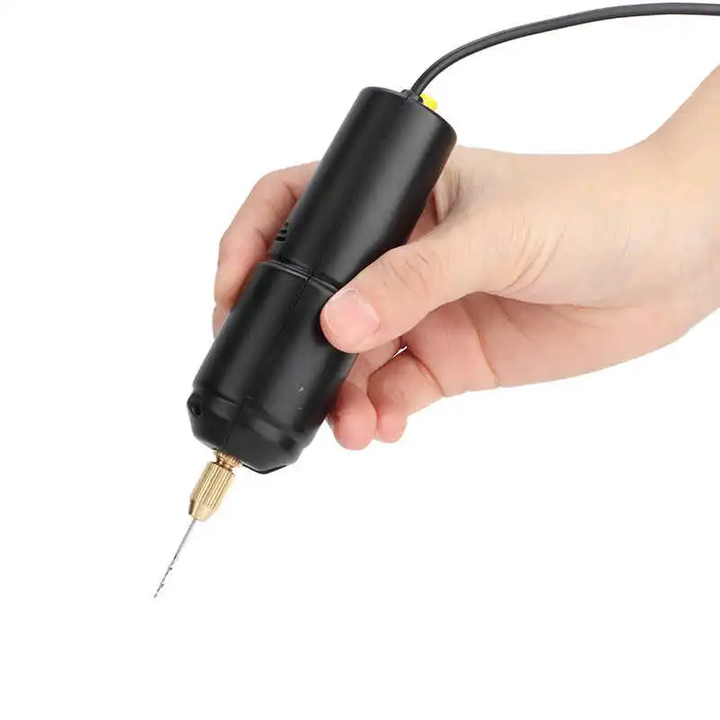 Mini Electric Drills Portable Handheld Mini Electric Drills Handheld Micro USB Drill with 3pc Bits DC 5V for Jewelry Making 