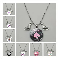 New fashion exquisite skates charm glass cabochon pendant necklace ladies jewelry gift for friends