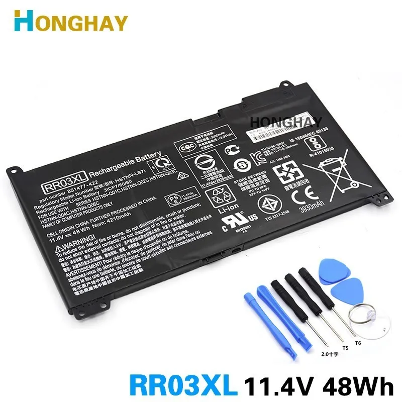 HONGHAY RR03XL Laptop Battery for HP ProBook 430 440 450 455 470 G4 HSTNN-LB7I 851477-422 851477-421 851610-855 HSTNN-Q01C	Q02C