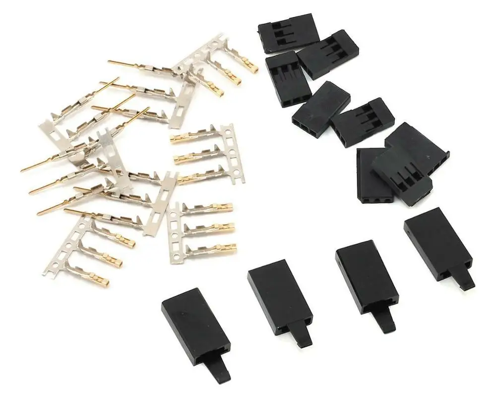 

5/10 pairs Jr Futaba Servo Receiver Connector Plug with Lock and Male Female Gold Plated terminals Crimp Pin Kit for RC battery