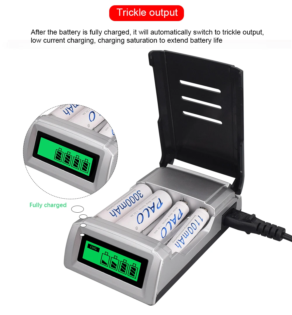 PALO 4-20 sztuk 1.2V 3000mAh NI-MH NIMH akumulator AA AA baterie z LCD inteligentna ładowarka do akumulatora do baterii 1.2V AA AAA