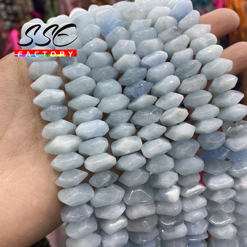 Natural Aquamarines Stone Beads Irregular Special Cut Genuine Loose Spacer Beads for Jewelry Making Diy Bracelet 6x11mm 15''