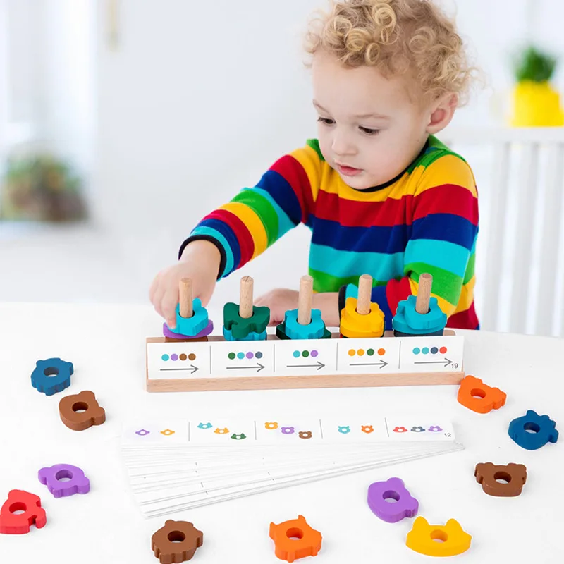 

Children Geometric Shape Matching Wooden Toys Montessori Early Educational Logical Thinking Training Stacking Games Toys For Kid